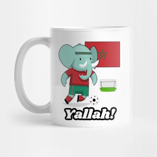 ⚽ Morroco Football, Cute Elephant Scores a Goal, يله! Team Spirit Mug